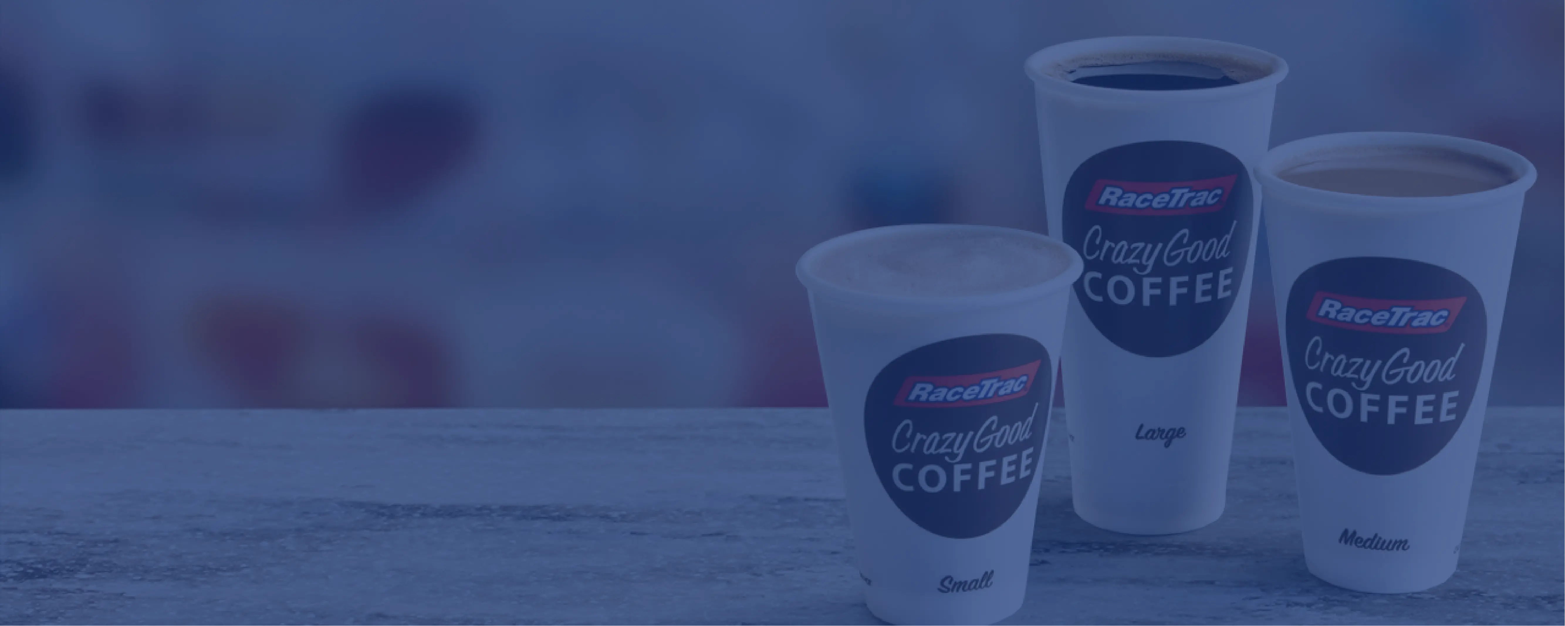 Small, medium, and large crazy good hot coffee