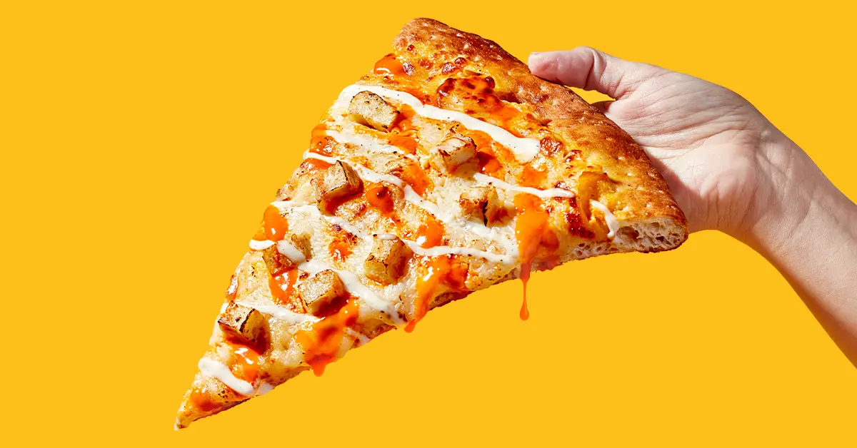 Slice of Buffalo chicken pizza